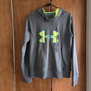 Under Armour Cold Gear Charcoal Gray Hoodie with Neon Accent